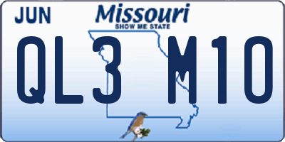 MO license plate QL3M1O