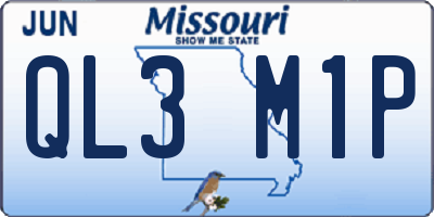 MO license plate QL3M1P