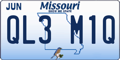 MO license plate QL3M1Q