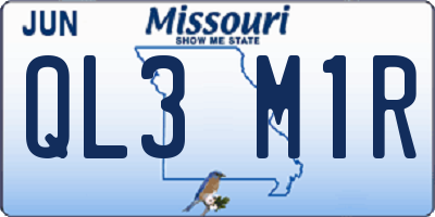 MO license plate QL3M1R