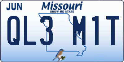 MO license plate QL3M1T