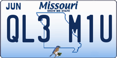 MO license plate QL3M1U