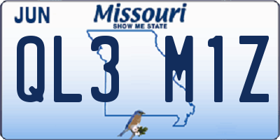 MO license plate QL3M1Z