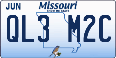 MO license plate QL3M2C