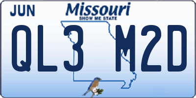 MO license plate QL3M2D