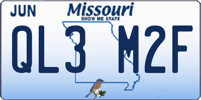 MO license plate QL3M2F