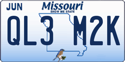 MO license plate QL3M2K