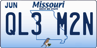 MO license plate QL3M2N