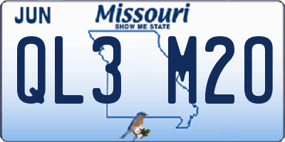 MO license plate QL3M2O