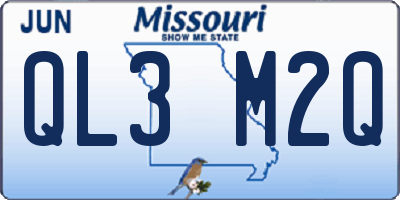 MO license plate QL3M2Q
