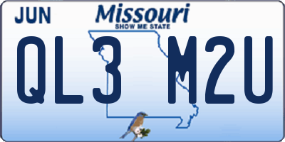 MO license plate QL3M2U