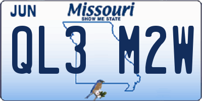 MO license plate QL3M2W