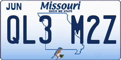 MO license plate QL3M2Z