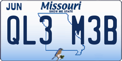 MO license plate QL3M3B