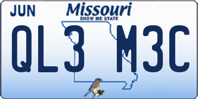 MO license plate QL3M3C