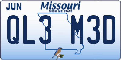 MO license plate QL3M3D