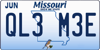 MO license plate QL3M3E