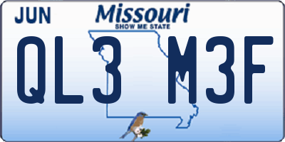 MO license plate QL3M3F