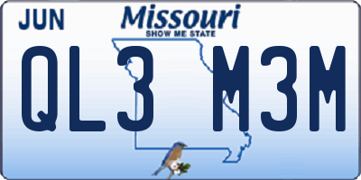 MO license plate QL3M3M