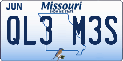 MO license plate QL3M3S
