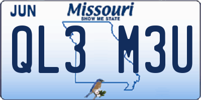 MO license plate QL3M3U
