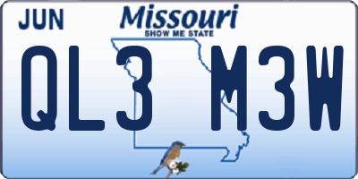 MO license plate QL3M3W