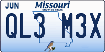 MO license plate QL3M3X