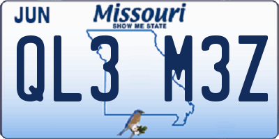 MO license plate QL3M3Z