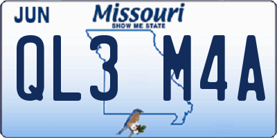 MO license plate QL3M4A