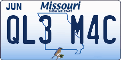 MO license plate QL3M4C