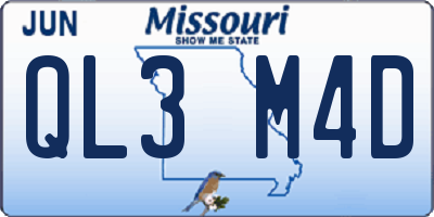 MO license plate QL3M4D