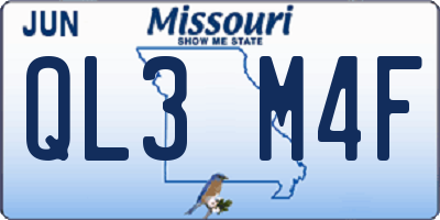 MO license plate QL3M4F