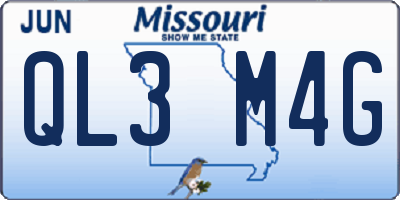 MO license plate QL3M4G