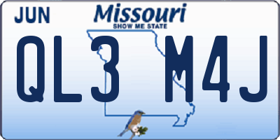 MO license plate QL3M4J
