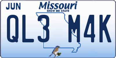 MO license plate QL3M4K