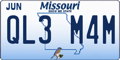 MO license plate QL3M4M