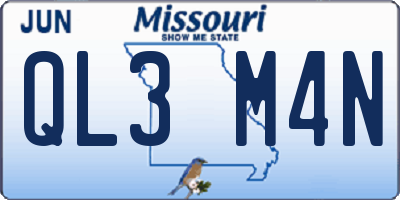 MO license plate QL3M4N