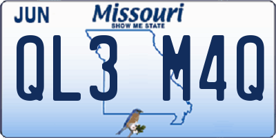 MO license plate QL3M4Q