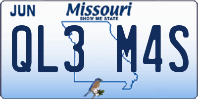 MO license plate QL3M4S