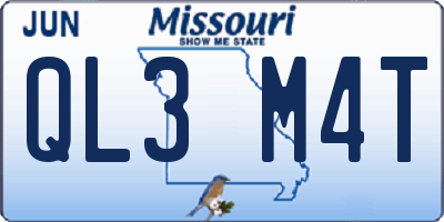 MO license plate QL3M4T