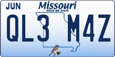 MO license plate QL3M4Z