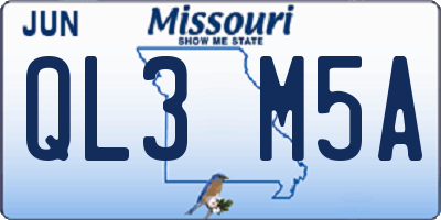 MO license plate QL3M5A