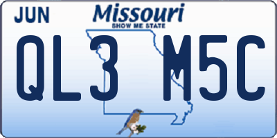 MO license plate QL3M5C