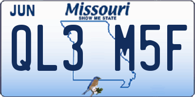 MO license plate QL3M5F