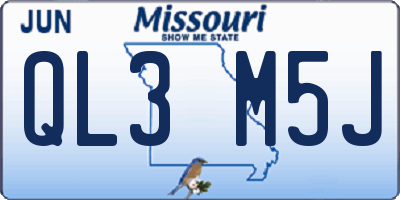 MO license plate QL3M5J
