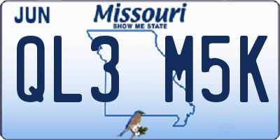 MO license plate QL3M5K