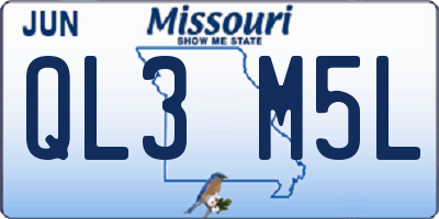 MO license plate QL3M5L