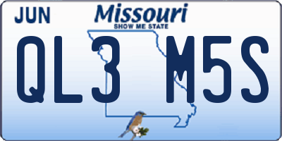 MO license plate QL3M5S