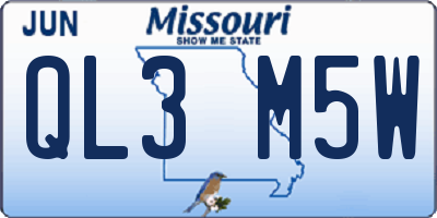MO license plate QL3M5W