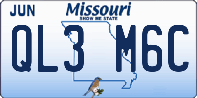 MO license plate QL3M6C